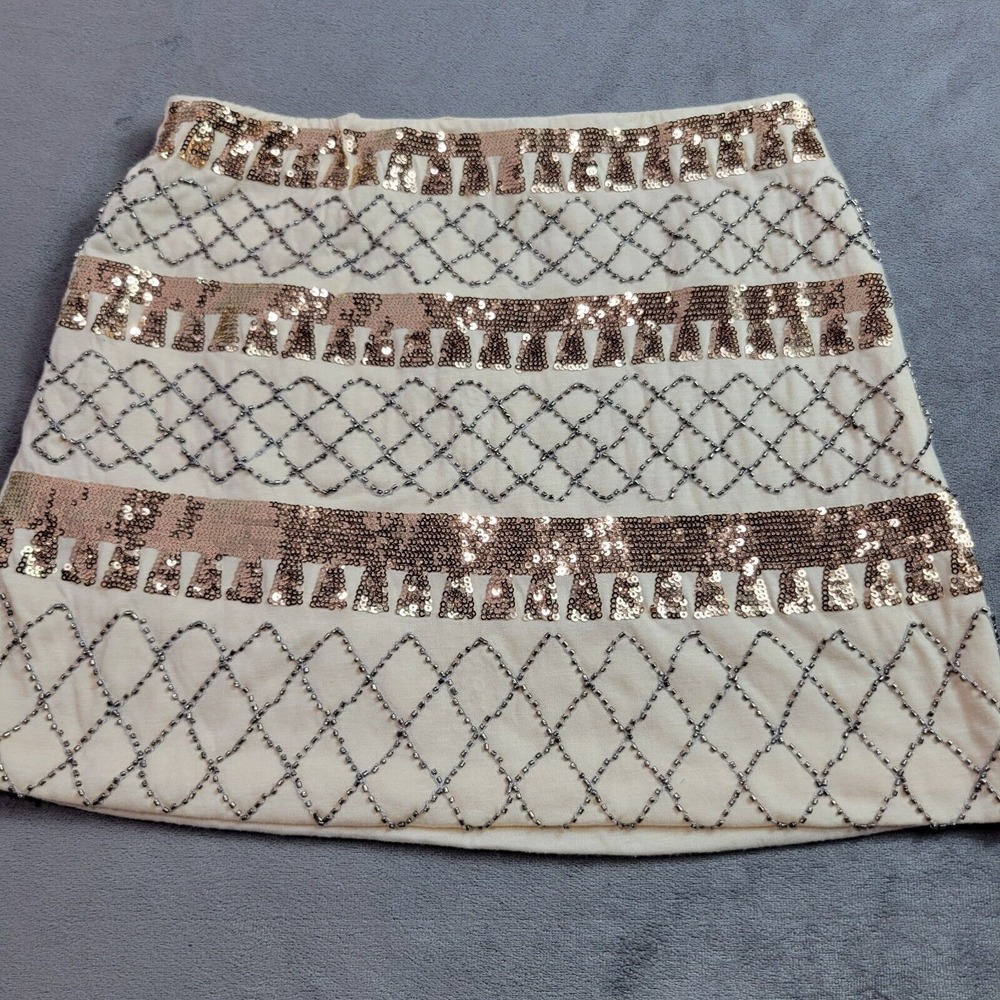 Kiddo By Katie Skirt Girls Large Beige Beaded Solid Elastic Waist Lined Formal